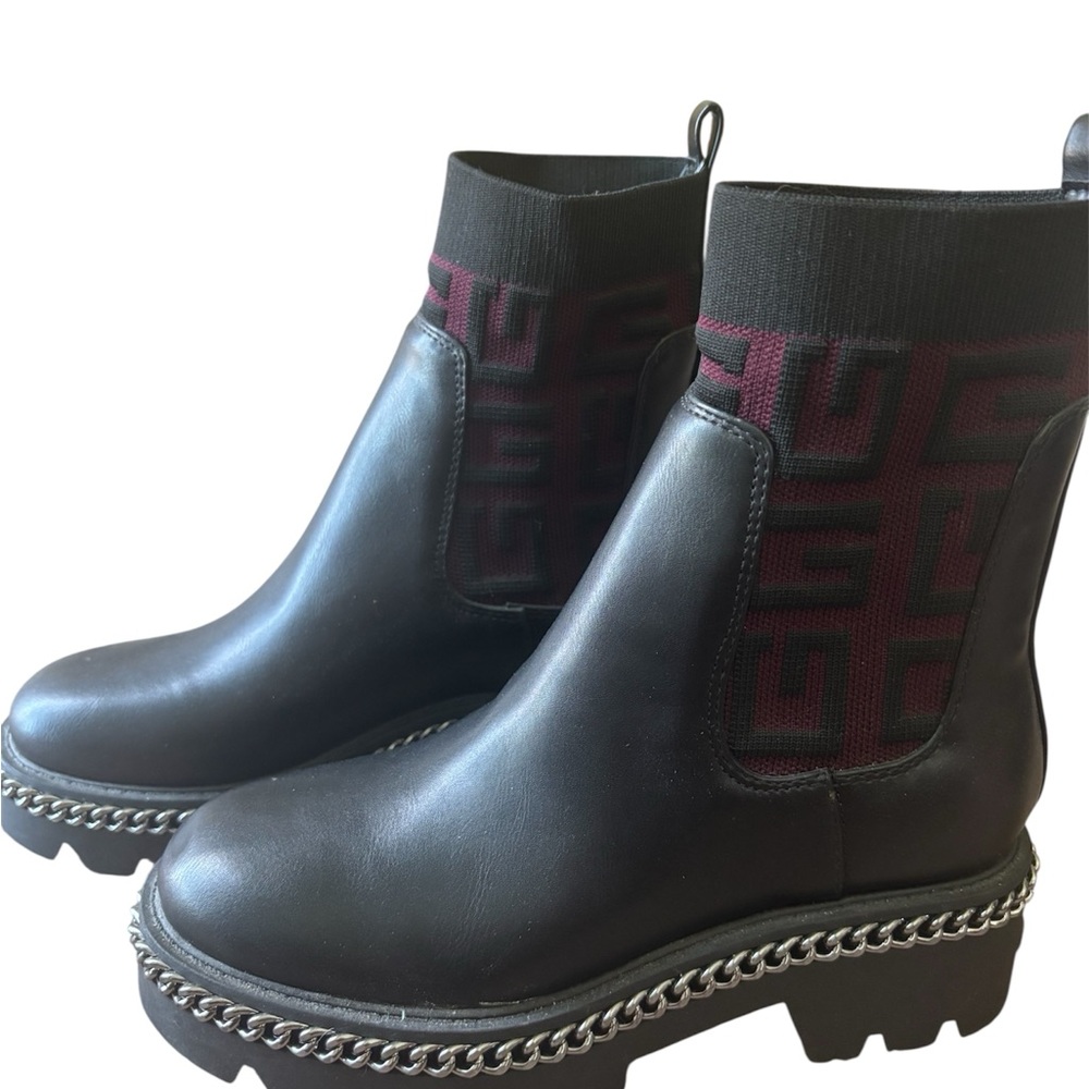 Guess Black Boots with Chain Accent